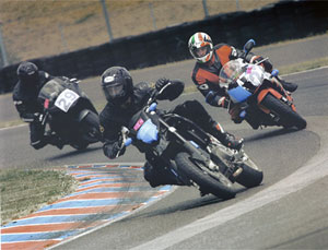 Portland motorcycle accident lawyer Mike Colbach is in the front of this group of motorcycle riders at Portland International Raceway (PIR) Pacific Super Sport Riders PSSR Track Day in 2007