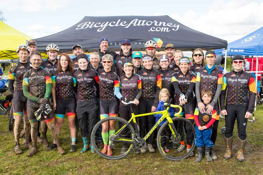 Bicycleattorney.com/racing team at Wooden Shoe Cyclocross Crusade good and muddy November 2017.